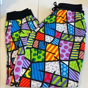 Romero Britto - L, abstract pop art jogger sweatpants, art to wear